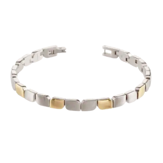 Armband Reintitan teilpoliert, teil-goldplattiert 030