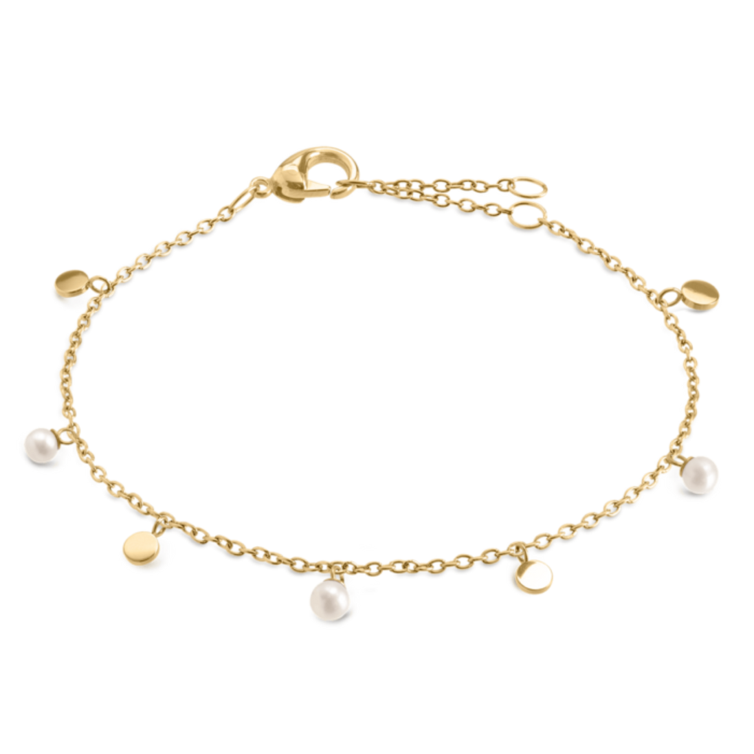 Damenarmband Reintitan Goldfarben mit Perlen 03055-02