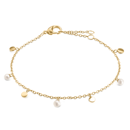 Damenarmband Reintitan Goldfarben mit Perlen 03055-02