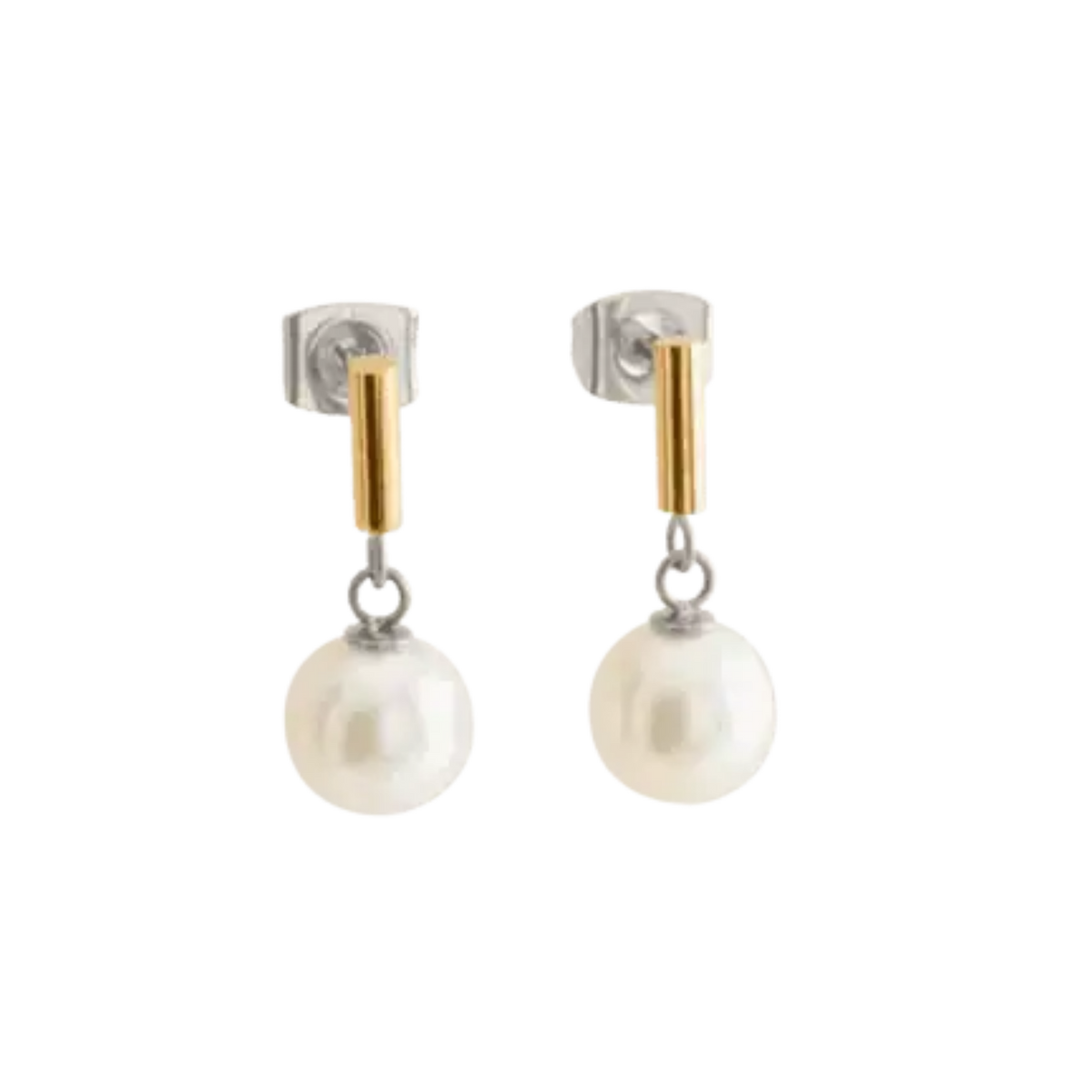 Titan Ohrstecker Bicolor goldfarben mit Perle 05043-0