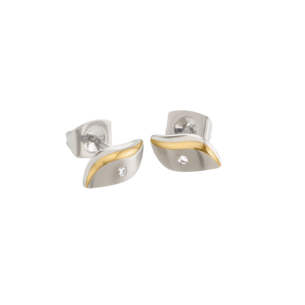 Titan Ohrstecker Bicolor goldfarben mit Brillant 0504