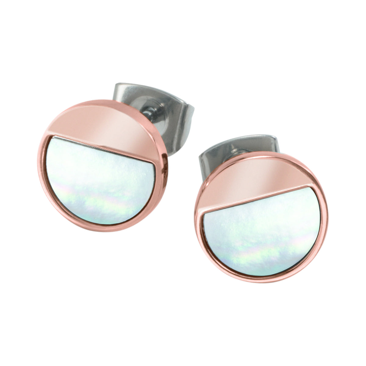 Titan Damen Ohrstecker mit Perlmutt weiß, roségoldpla