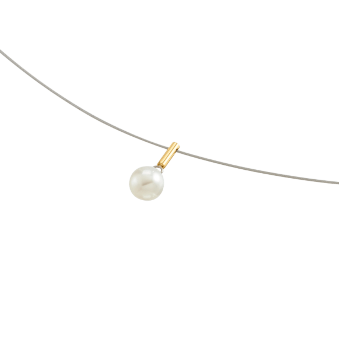 Damen Collier Titan goldfarben mit Anhänger Perle 080