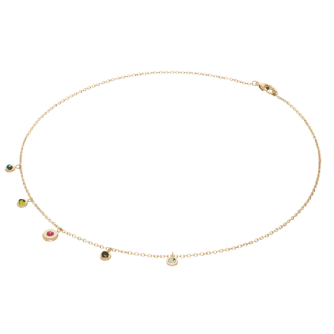 Titan Damen Halskette goldfarben, Turmalinsteine 0805