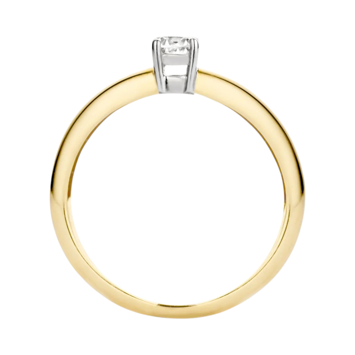 Ring aus 585er Gelbgold mit Weißgold-Fassung und Zirkonia