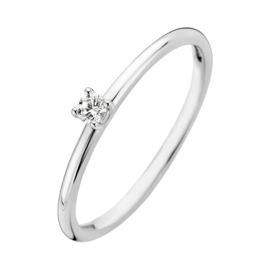Ring aus 585er Weißgold im Solitär-Design mit Chaton-Fassung