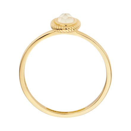 Ring aus 585er Gold mit Perlmutt und Quarz