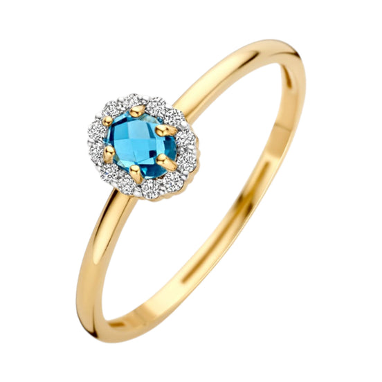 Ring 585er Gelbgold mit blauen Topas
