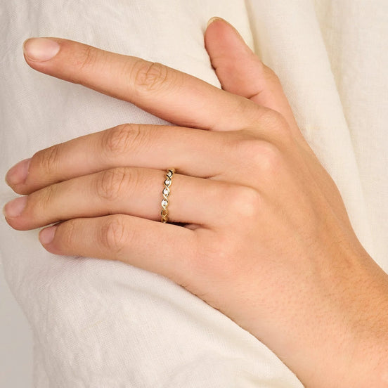 Ring 585er Gelbgold geflochten mit Zirkonia