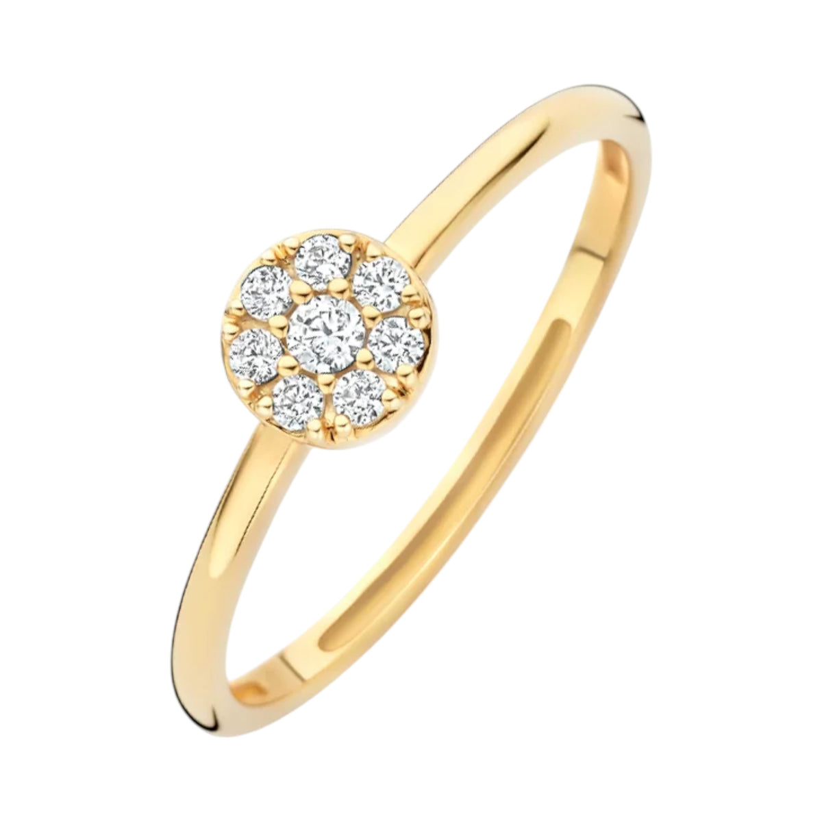 Zirkonia-Ring aus 585er Gold mit rundem Pavé-Element
