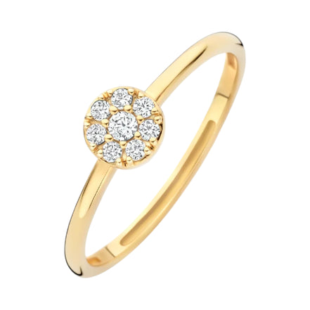Zirkonia-Ring aus 585er Gold mit rundem Pavé-Element