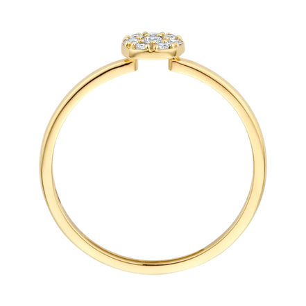 Zirkonia-Ring aus 585er Gold mit rundem Pavé-Element