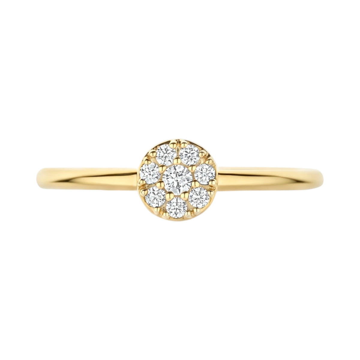 Zirkonia-Ring aus 585er Gold mit rundem Pavé-Element