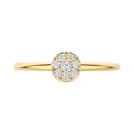 Zirkonia-Ring aus 585er Gold mit rundem Pavé-Element