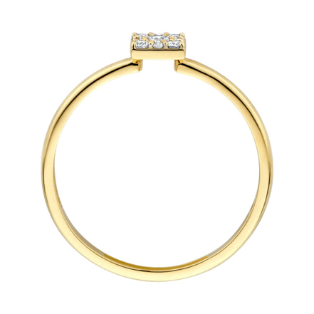 Zirkonia-Ring aus 585er Gold mit viereckigem Pavé-Element