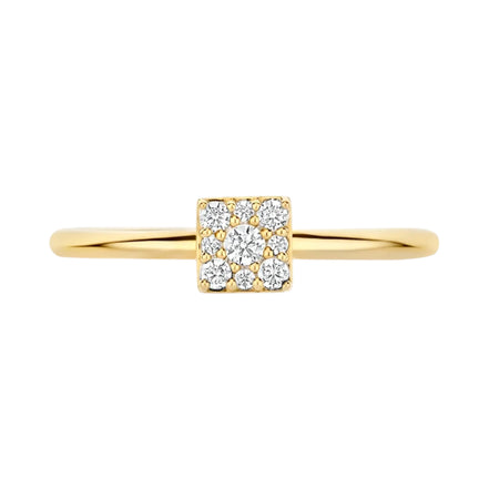 Zirkonia-Ring aus 585er Gold mit viereckigem Pavé-Element