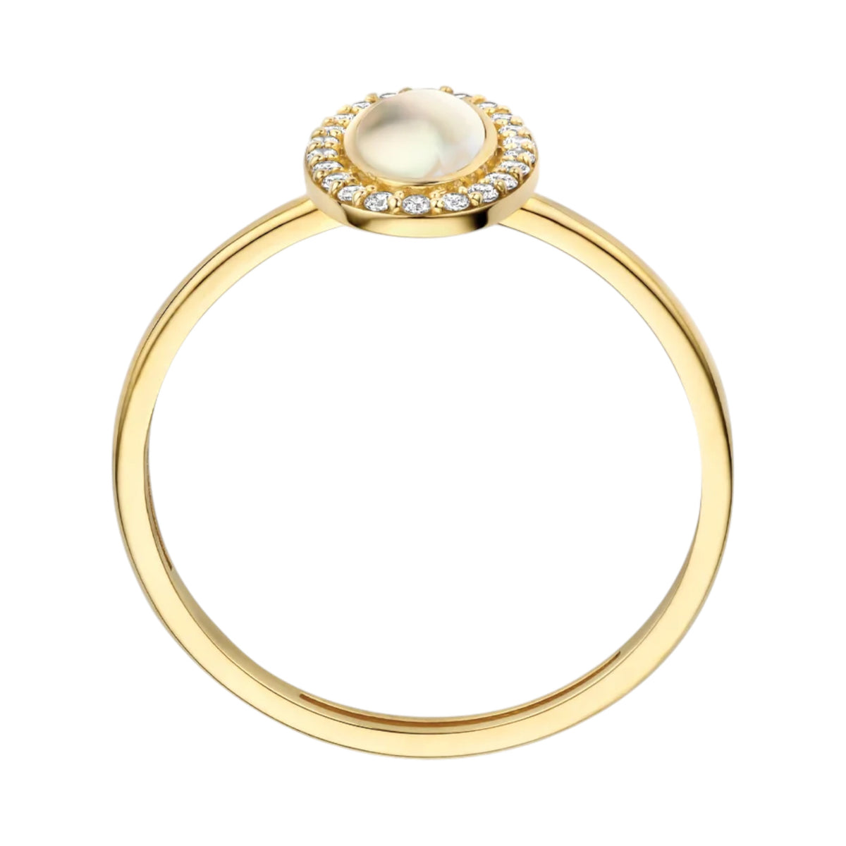 Ring aus 585er Gold mit ovalem Perlmutt und Zirkonia