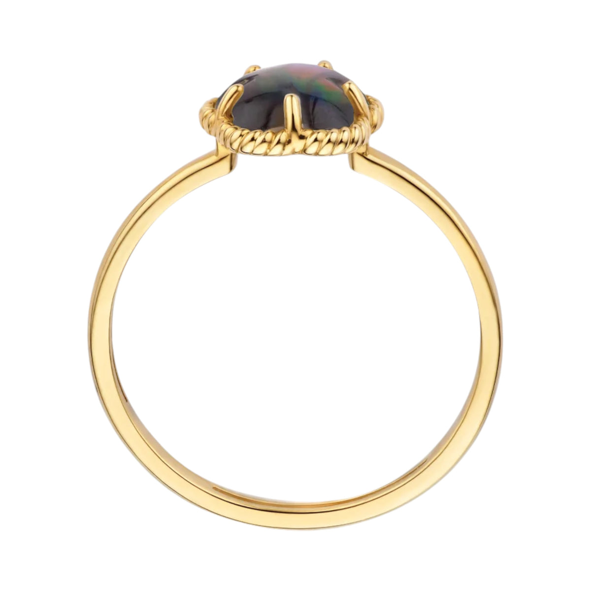 Ring aus 585er Gold mit schwarzer Perlmutt-Blüte