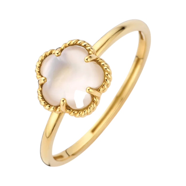 Ring aus 585er Gold mit Perlmutt-Blüte