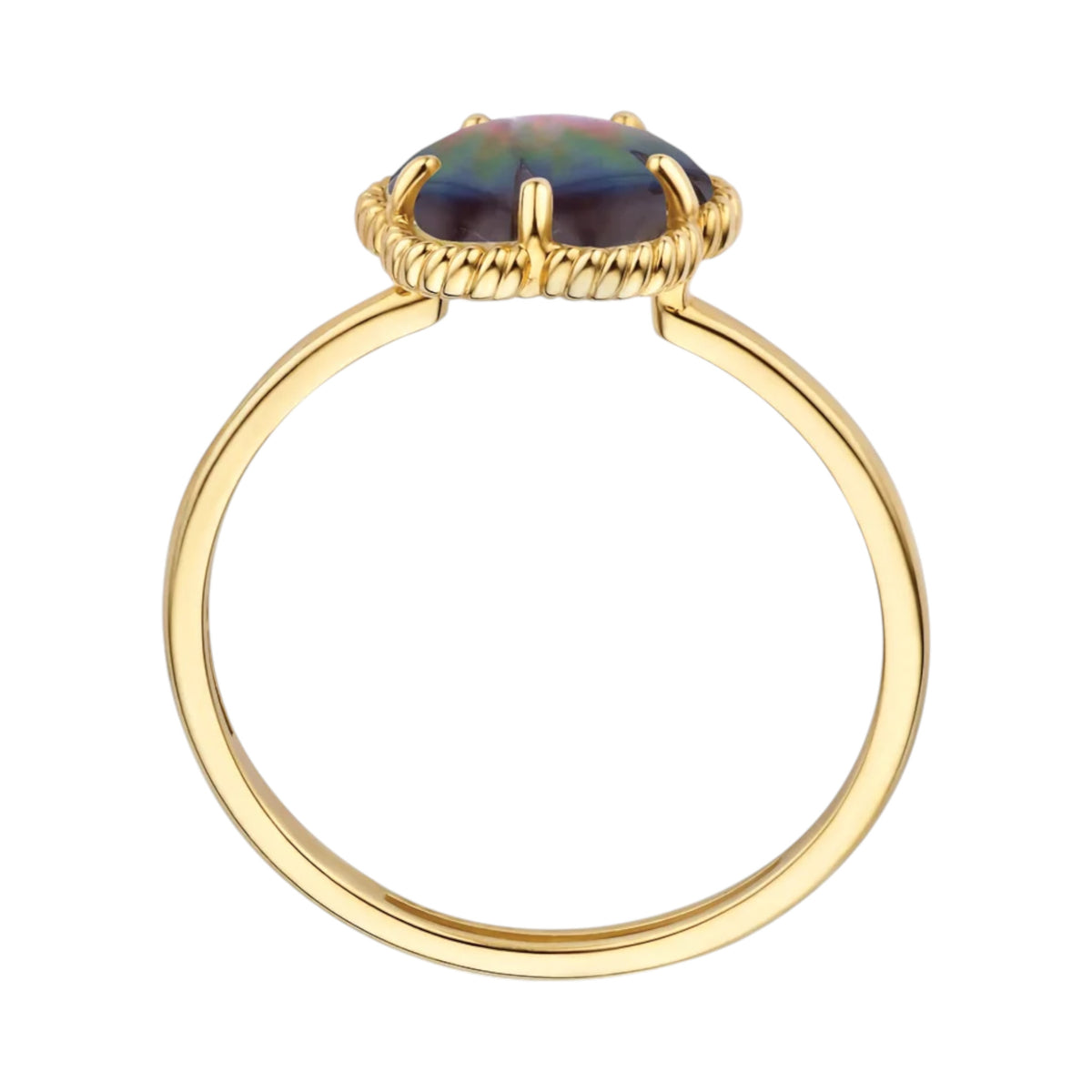 Ring aus 585er Gold mit schwarzer Perlmutt-Blüte