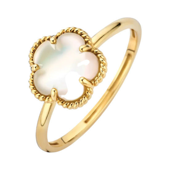 Ring aus 585er Gold mit Perlmutt-Blüte