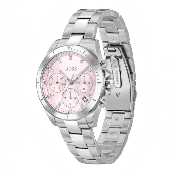 Damenuhr Alley silberfarben pink