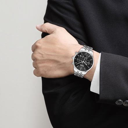 Herrenuhr Avery Chronograph Schwarz Silber