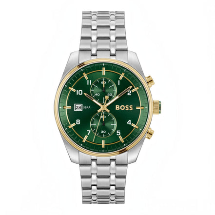 Herrenuhr Skytraveller Grün Gold
