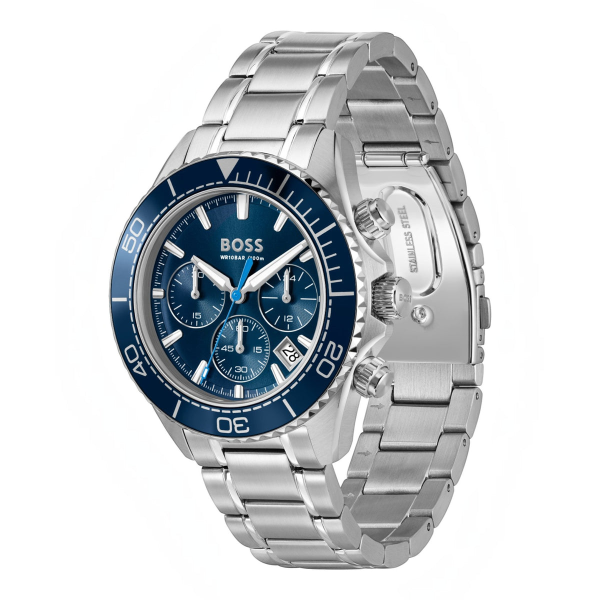 Herrenuhr Chronograph Sealiner silber, blau