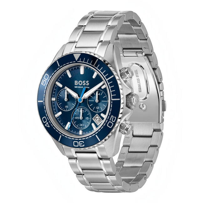Herrenuhr Chronograph Sealiner silber, blau
