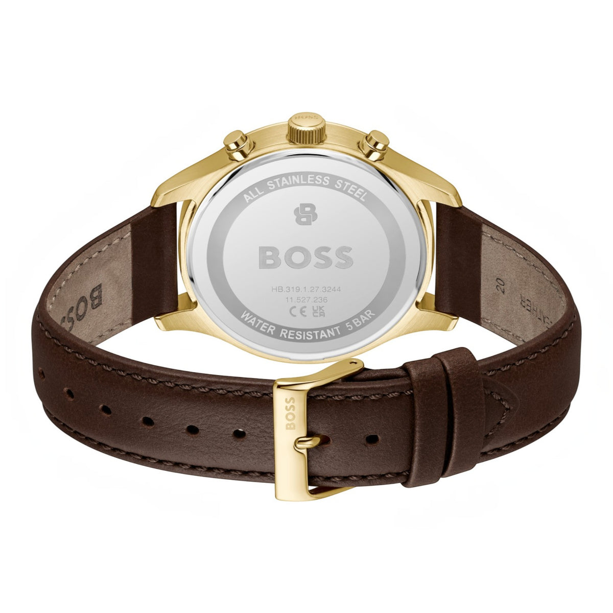 Herrenuhr Stratus Lederarmband, vergoldet