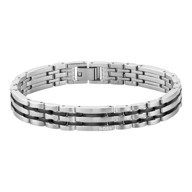 Herrenarmband Wesley Edelstahl silber, schwarz