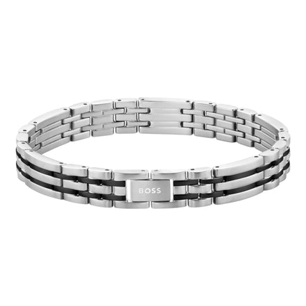 Herrenarmband Wesley Edelstahl silber, schwarz
