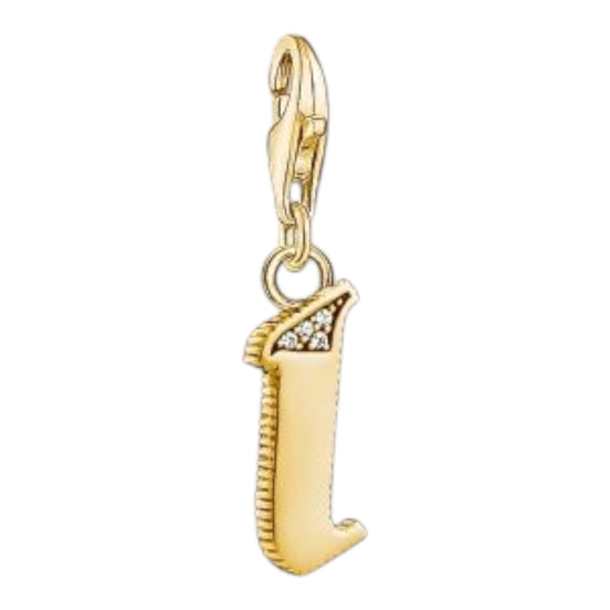 Charm-Anhänger "Buchstabe I" Silber vergoldet Zirkonia
