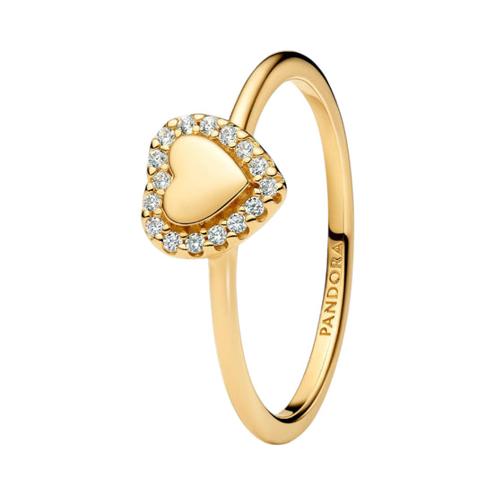 TIMELESS Ring Halo Herz vergoldet