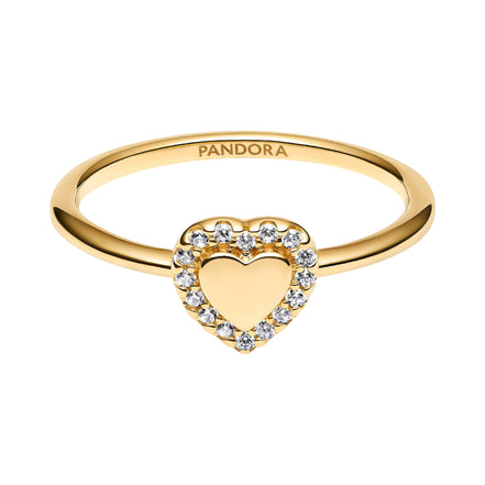 TIMELESS Ring Halo Herz vergoldet