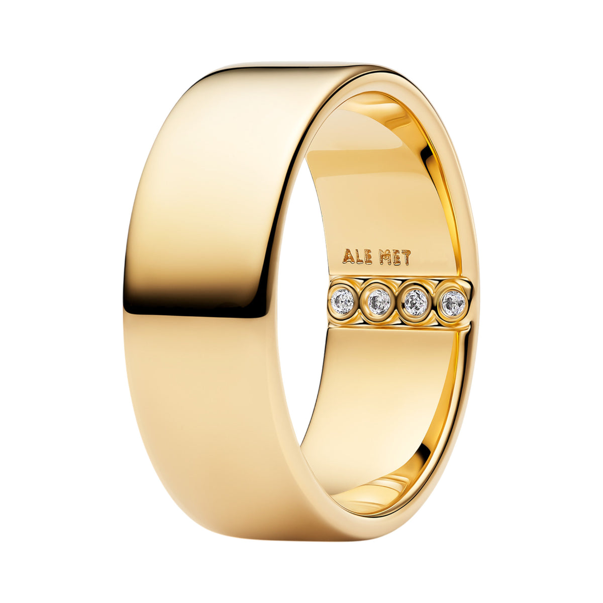 Breiter Gravierbarer Ring mit Zirkonia