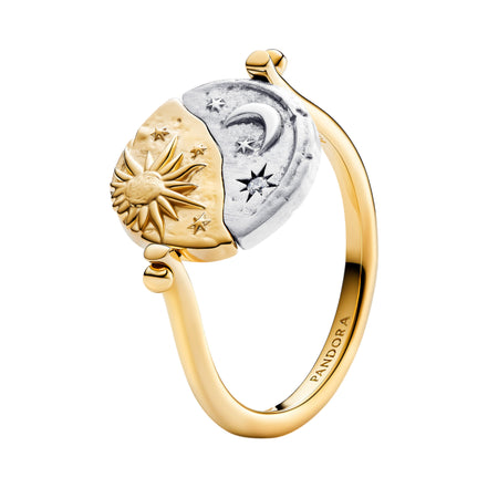 Medaillon Ring mit Sonne- und Mondmotiv Bicolor