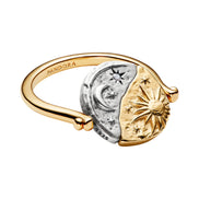 Medaillon Ring mit Sonne- und Mondmotiv Bicolor