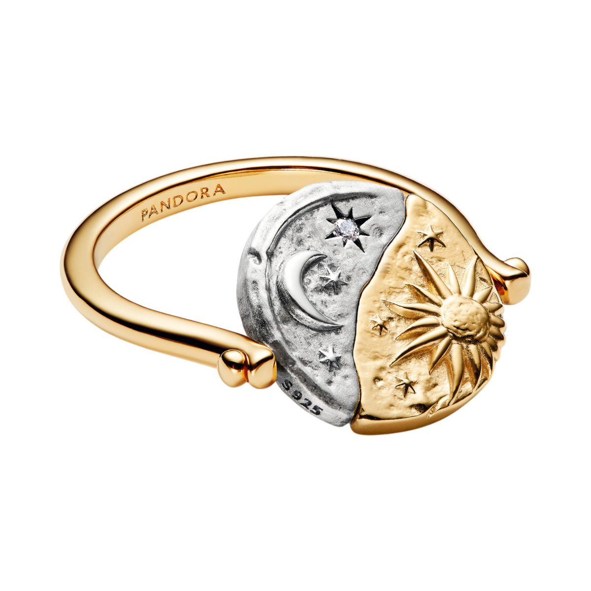 Medaillon Ring mit Sonne- und Mondmotiv Bicolor