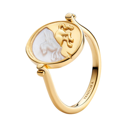 Vergoldeter Medaillon Ring mit Pegasus