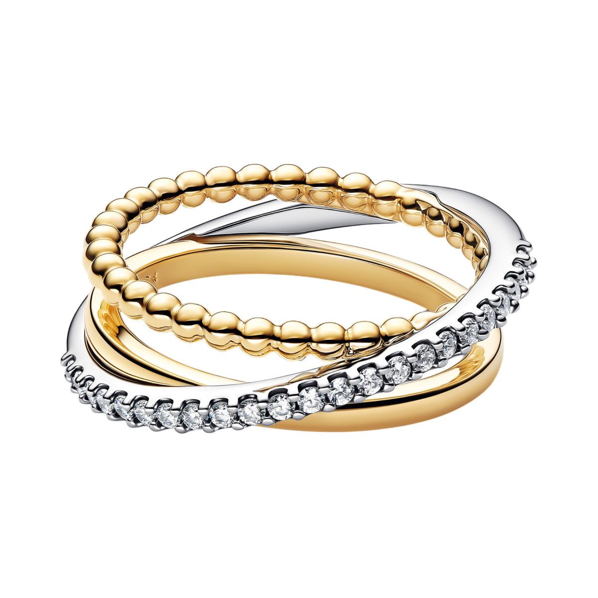 Überkreuzter Ring aus Kugeln mit Pavé