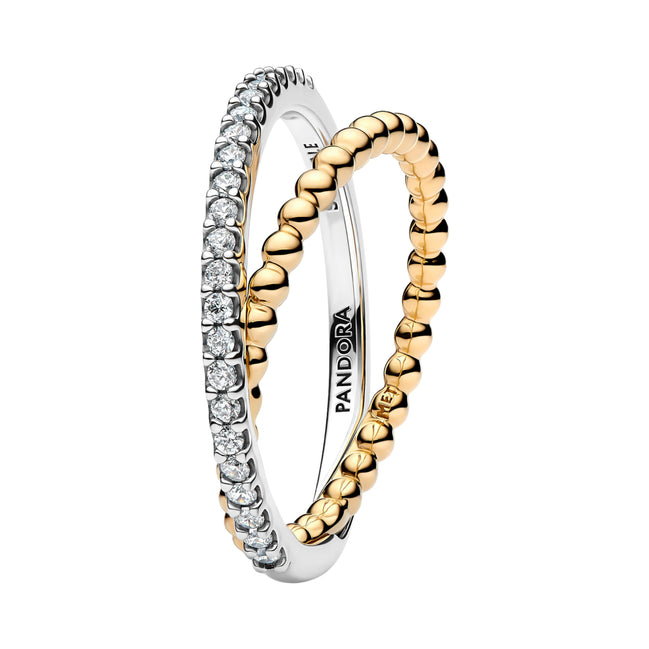 Überkreuzter Ring mit Kugeln und Pavé