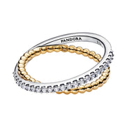 Überkreuzter Ring mit Kugeln und Pavé