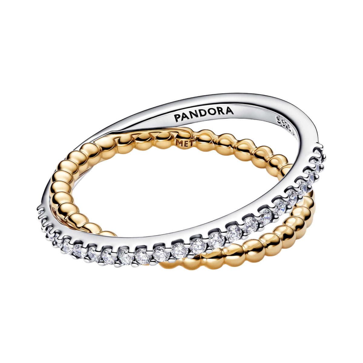 Überkreuzter Ring mit Kugeln und Pavé