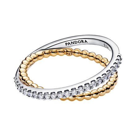 Überkreuzter Ring mit Kugeln und Pavé