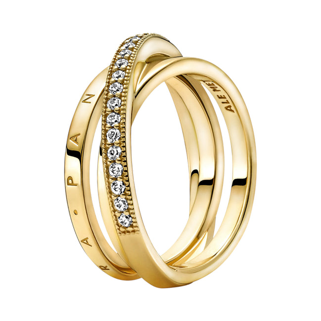 SHINE Ring durchkreuzendes Dreifachband gelbvergol