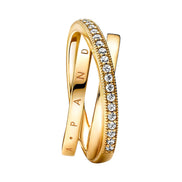 SHINE Ring durchkreuzendes Dreifachband gelbvergol