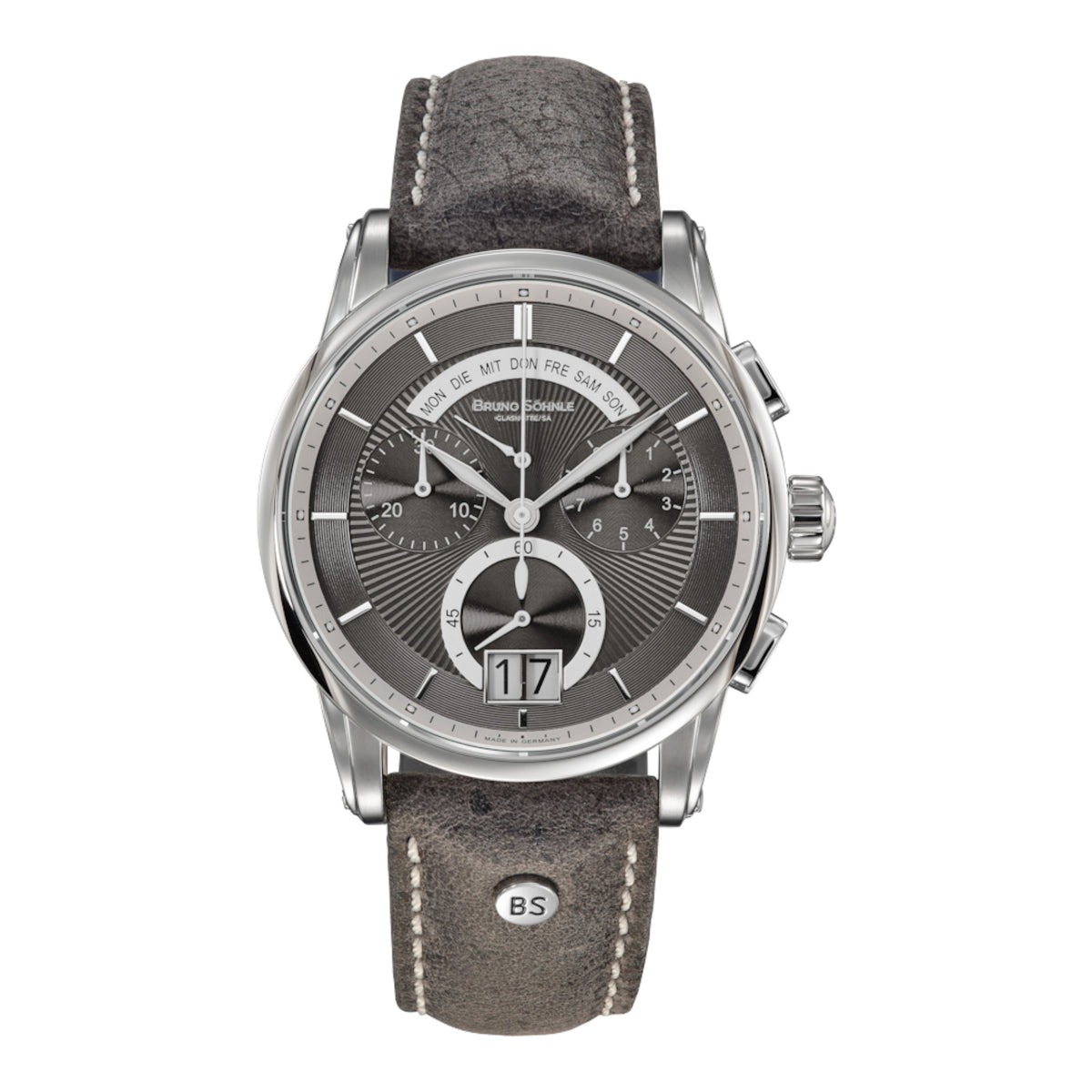 Grandioso Herrenuhr graues Lederband