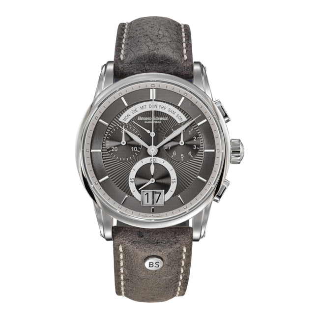 Grandioso Herrenuhr graues Lederband